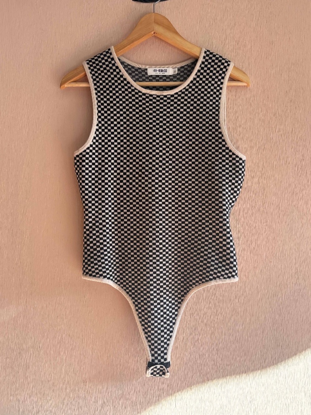 4th & Reckless Womens M Checkered Knit Sleeveless Sweater Bodysuit Y2K